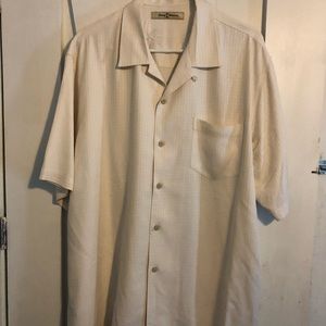 Tommy Bahama silk shirt with wood buttons